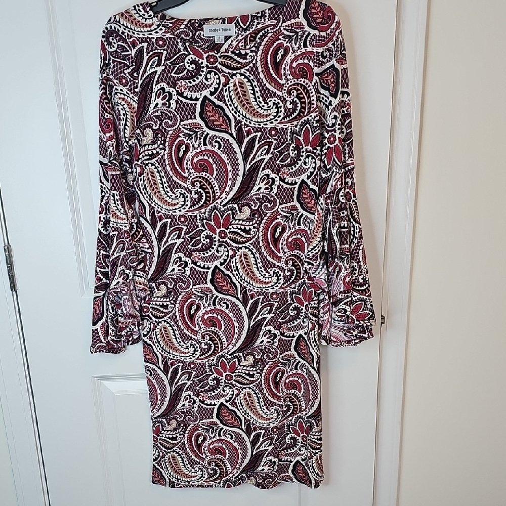 Shelby & Palmer Red and Black Paisley Long Sleeve Dress